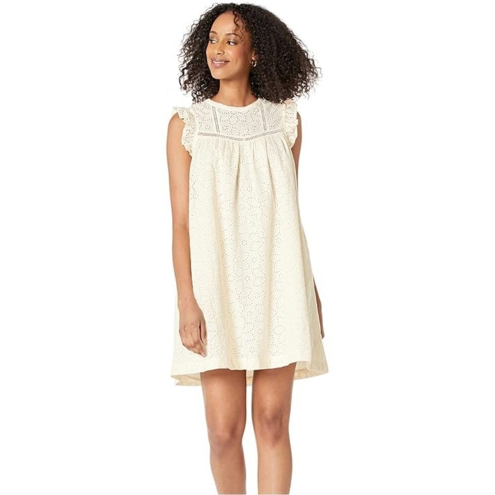 Madewell Eyelet Ruffle Sleeve Dress With Pockets, Sz M, Like New
